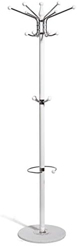 Hododou Hat Coat Stand, 15 Hooks Heavy Duty Rotating Coat Stand Hanger Hall Umbrella Holder Hooks Office Entryway 175cm x 38cm x 38cm (White)