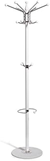 Hododou Hat Coat Stand, 15 Hooks Heavy Duty Rotating Coat Stand Hanger Hall Umbrella Holder Hooks Office Entryway 175cm x 38cm x 38cm (White)