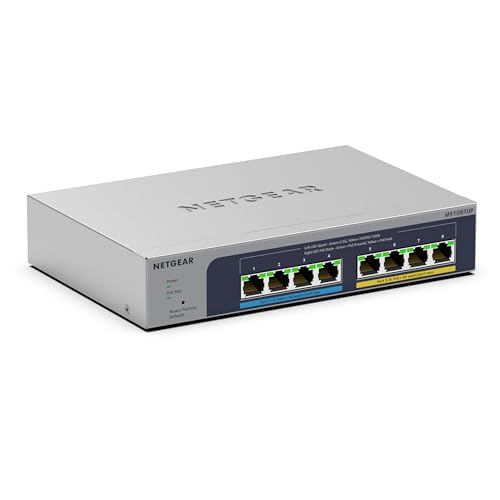 NETGEAR Conmutador Inteligente Ethernet multiGigabit Ultra60 PoE de 8 Puertos (MS108TUP)   Gestionado, con 4 PoE++ y 4 PoE+ @ 230 W, gestión Opcional de la Nube Insight, Montaje en Escritorio o Rack