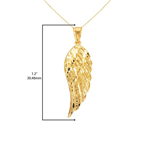 14K Yellow Gold Dangling Angel Wing Pendant Necklace Sizes (S-L) with Rolo Chain - Your Choice of Chain Lengths3