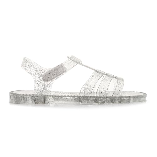 Image of Toddler Sandals Jelly Shoes Girls Unisex Boy Flat Retro Slides Clear Kids Water Slippers Slingback Summer Beach Size 8 Adjustable Buckle Glitter Dress Soft