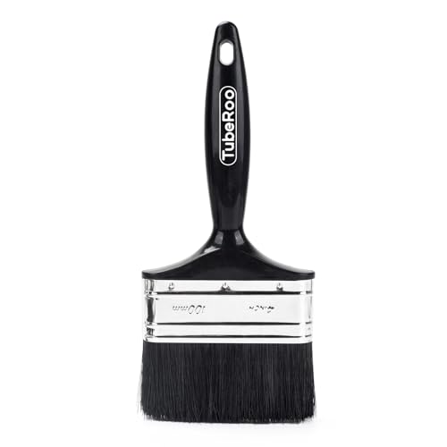 TubeRoo Malerpinsel 100 mm großer Pinsel, Flächenstreicher, Lackierpinsel - feiner Lackpinsel für Lacke, Holz-Öl & Wand-Farbe - Lasurpinsel für Holz-Lasur - Flachpinsel, Farbpinsel für Metall