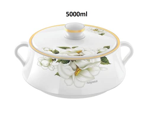 Image of Nayasa Plastic & Stainless Steel Lorenzo Casserole(5000ml,White)