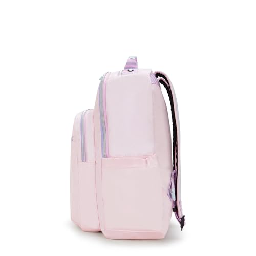 Image of Kipling Seoul Large Metallic 15 inch Laptop Backpack Sea Pink Met C