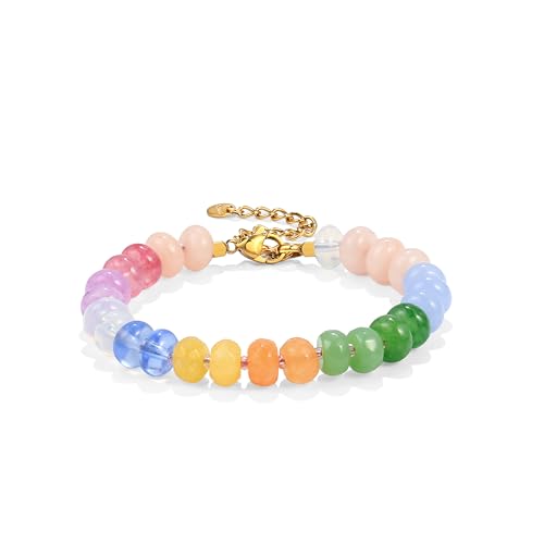 Badu Gemstone Beaded Bracelet for Women Colorful Natural Stone Freshwater Pearl Surfer Beach Rainbow Bracelet Jewelry Gift