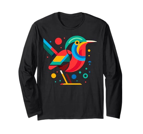 Geometric Minimalism Modern Illustration Wren Bird Art Long Sleeve T-Shirt
