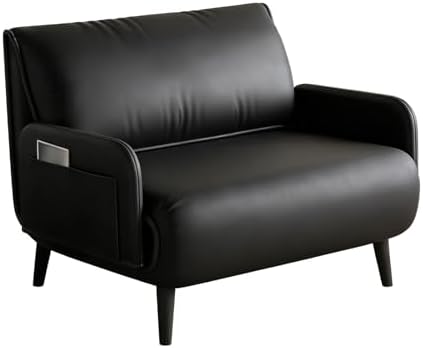 3-in-1 Convertible Sofa Bed, Faux Leather Armchair with High-Density Foam & Metal Frame for Small Apartments, Guest Rooms, Home Offices (Khaki, 80x76x82cm)