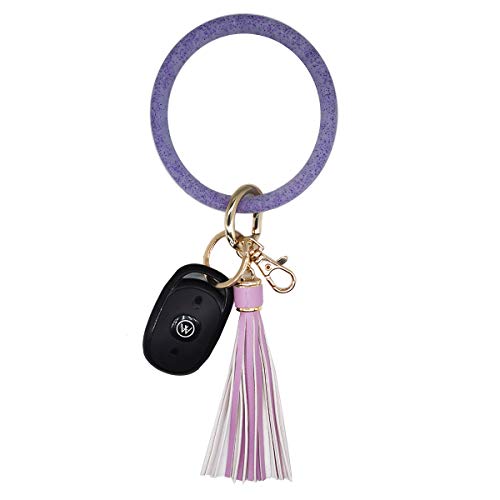 Keychain Bracelet Wristlet Bangle Silicone Key Holder Round Keyring Tassel Key Ring Chain for Women Girls