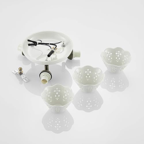 Lindby Strahler Efgenia (Landhaus, Vintage Rustikal) in Weiß aus Keramik (3 flammig E14) - Deckenlampe Deckenleuchte Lampe Spot Wohnzimmerleuchte