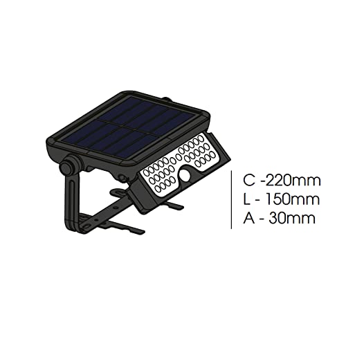 Refletor Holofote LED Solar Luminária de Parede 800 Lúmens com Sensor de Movimento Luz Branca 6500K