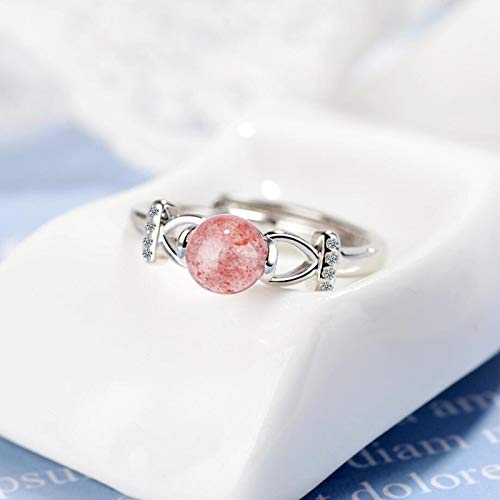 Bague quartz fraise naturel rose bague ajustable d'une élégance intemporelle - 7