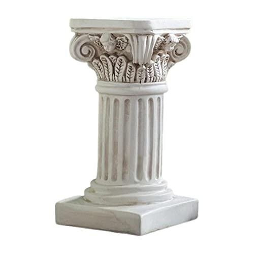 Truosbis Creative Roman Pillar Statue Candelabra Sculpture White Figurine Pedestal Stand