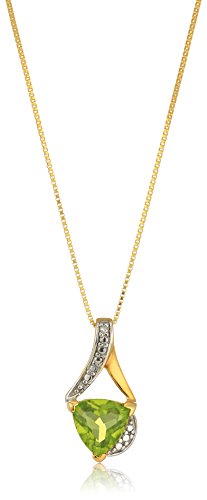 Sterling Silver Trillion-Cut Peridot and Diamond Accent Pendant Necklace, 18 