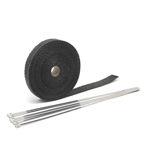 Bande isolante thermique pour échappement moto et turbo en rouleau de tissu noir de 10m