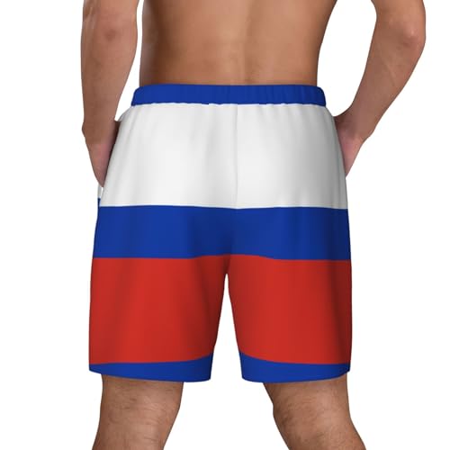 Russian Flag Built-in Compression Lining Men's Double Swim Trunks Shorts Beach Shorts with Two Pockets4