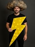 Mepase Halloween Lightning Storm Costume LED Light 24 x 12 Inches Weather Themed Thunder Costume Battery Operated Yellow Lightning for Adults Cosplay Dress up