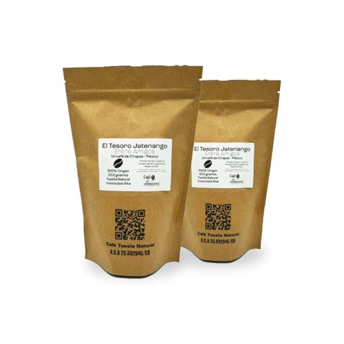 CAFE SIN INTERMEDIARIOS - El Tesoro Jatenango - En Grano sin moler - 2 x 500gr - Tostado Semanal - Envasado al envío - Intensidad de sabor media - Ideal para Café Con leche/Solo