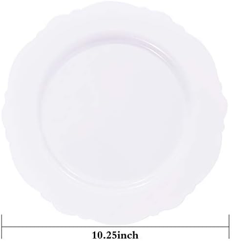 Miniatura 3 de WDF 60 platos de plástico blanco de 7.5 pulgadas, 60 platos de plástico blanco de 10.25 pulgadas