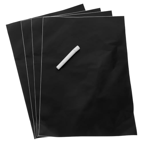 IMIKEYA 4pcs Chalkboard Papers Blackboard Stickers with White Chalk Self-Adhesive Black Boards Sheets for Drawing Removable Chalk Board Decal On Wall for Office Home School Classroom