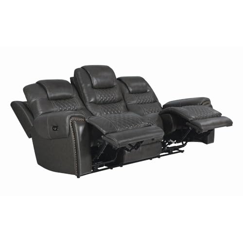 Image of Torque - Mikkel Leatherette Recliner Sofa 3+2+1 Seater Manual Grey | Adjustable 6 Seater Recliner with Cup Holder Storage for Living Room Bedroom | 1 Year Warranty