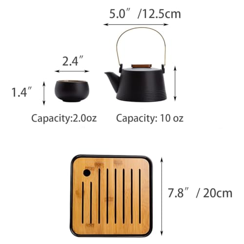 Set de té de viaje en cerámica negra mate con mango de oro elegante Btype 3