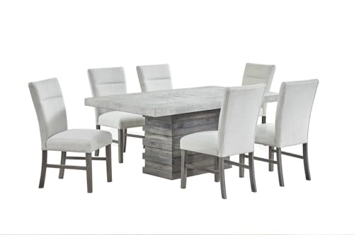 SlateStone 7-Piece Modern Dining Set – 3D Textured Table Top