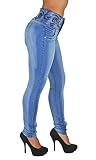 Plus/Junior Size Mid Waist Colombian Design Butt Lift Skinny Jeans Washed Light Blue