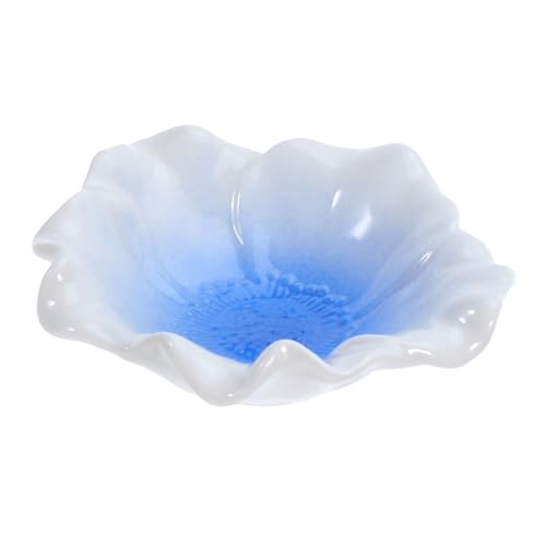 Ipetboom Vide-Poches en Céramique Bleu Dégradé à Motif Floral Plateau Porte-Bijoux pour Bagues Bracelets et Boucles D’Oreilles Coupelle Décorative Petite Taille Organisateur pour Table