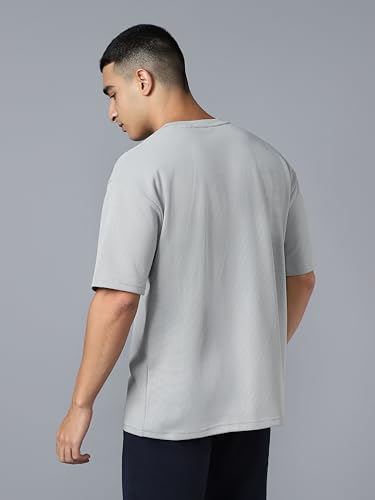Image of TECHNOSPORT Men Printed Oversized Round Neck T-Shirt with COTFLEX, Dry Fit Sports Tee, Oversized Activewear T-Shirt for Gym, Running, Sports & Casual Wear