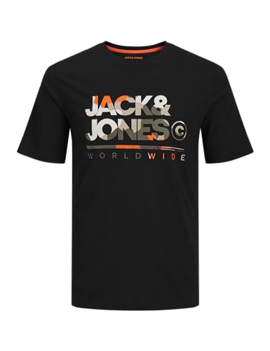 JACK & JONES Jjluke tee SS Crew Neck Camiseta, Negro/Detalle: Grande, L para Hombre