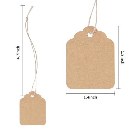 Price Tags with String Attached - Cuttte 500PCS Kraft Paper Hang Tags for Labeling Gifts Bags Clothes Jewelry Retail Garage/Yard Sale for Pricing 1.4x1.8inch