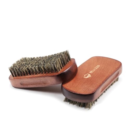 IWOWHERO Curved Beard Cleaning Brush Brown Handle Beard Care Accessory for Men Grooming Tool for Beard Maintenance and Styling
