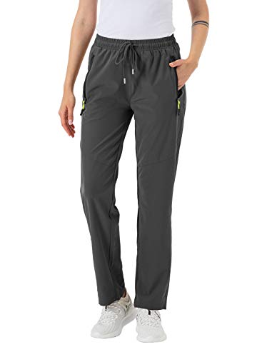Donhobo Damen-Wanderhose, wasserdicht, leicht, schnelltrocknend, mit Reißverschlusstaschen, Damen, dunkelgrau, Größe S