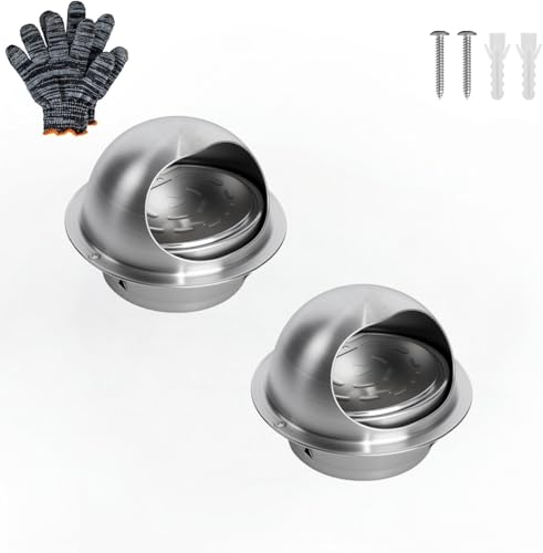 Image of 2 Pack 4 inch Dryer Vent Cover Outside, Stainless Steel Round Wall Vent Cover, Dryer Exhaust Vent for BathRoom, Office, Home, Air, Hvac System