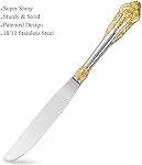 KEAWELL Luxe 20 Pièces 18/10 Ensemble de produits plats en acier inoxydable, Service pour 4, plaqué argent avec des accents d'or, serti d'argent fin et lave-vaisselle Safe (Gold Accent)