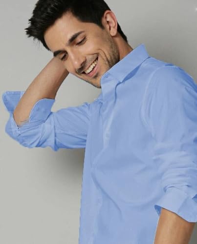 Image of Men's Cotton Blend Solid Shirt - Stylish Button Down Shirt for Casual
