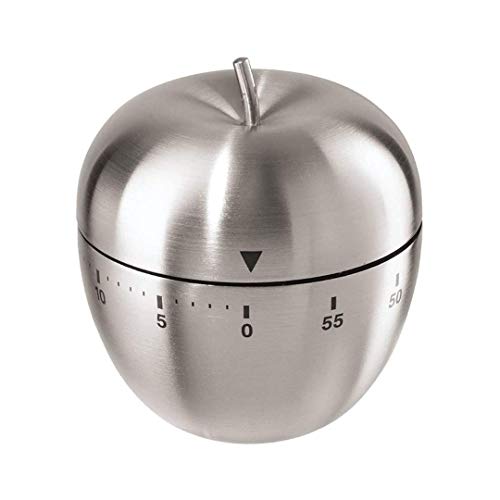 BROCCOLIN® 1 PCS Kitchen Timer Cute, Stainless Steel Metal Mechanical Visual Countdown Cooking Timer with Loud Alarm for Kitchen Cooking Baking Sports Kids (Apple)