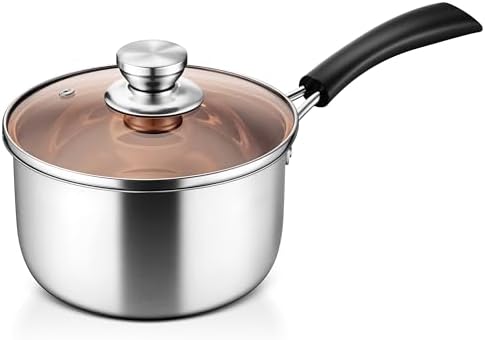 LIANYU 3QT Saucepan with Lid, Stainless Steel Sauce Pan Cooking P...