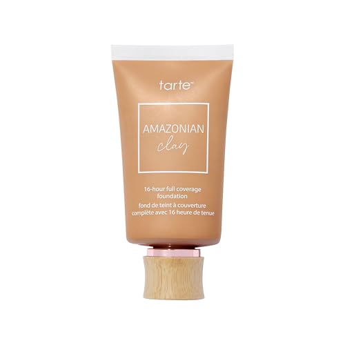 tarte Amazonian clay 16-hour Full Size coverage foundation – Matte Finish Foundation, Vitamin E for Hydration & Smooth Looking Skin, Vegan & Cruelty-Free, full size, medium-tan honey