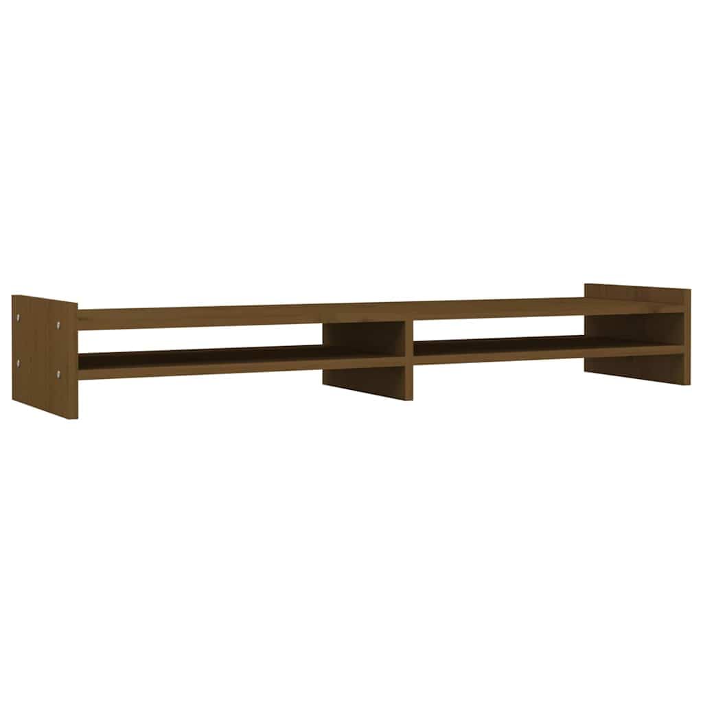 Supporto per monitor, in legno massiccio di pino, 100 x 27 x 15 cm, supporto da scrivania con spazio per tastiera e dispositivi multimediali, telaio in legno stabile per ergonomia