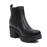 Soda Top Shoes Jaber Ankle Boot w/Lug Sole Elastic Gore and Chunky Heel