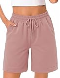 Uniexcosm Pantalón Deportivo Mujer Corto Bermudas de Mujer Verano Casuales con Bolsillos Bermudas Shorts con Cordón para Salón Fitness Deportes Rosa M