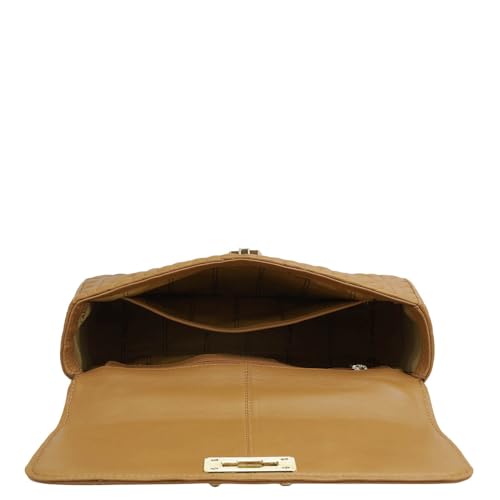 Image of Da Milano Genuine Leather Brown Shoulder Bag (Medium)