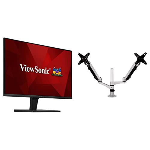 Image of ViewSonic VA2715-2K-MHD 27 Inch 1440p LED Monitors and LCD-DMA-002 Spring-Loaded Dual Monitor Mounting Arm with Vesa Mount