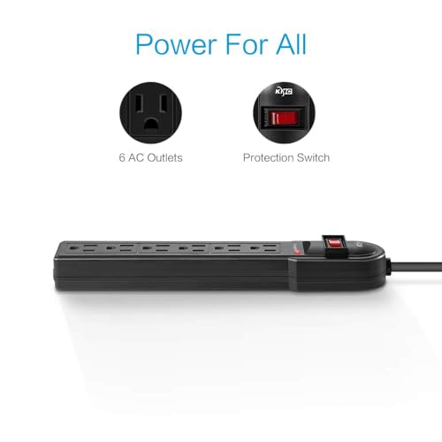 Kmc 1606-1404BB 6-Outlet Surge Protector Power Strip 2-Pack thumb #2