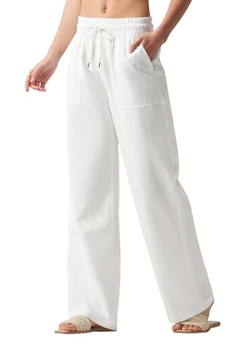 AVICHIC Women Linen Pants Wide Leg Palazzo Pants Cotton Linen