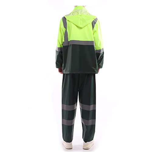 Btmpmcs Roupa de chuva masculina para trabalho à prova d'água capa protetora de chuva com calça 2 p