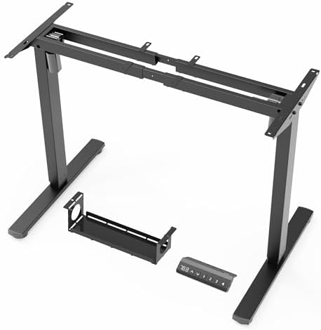 Standing Desk Frame with 330lbs Powerful Dual Motor, Electric Adjustable Height Computer Desk Legs, Sit Stand Up Desk Base with Memory Controller, for Home Office, Black,ED04NB (Frame Only)