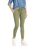 COVER GIRL Women's Size Pull On Camo Solid Mid Rise String Jogger Fit Sporty Active, Light Olive...