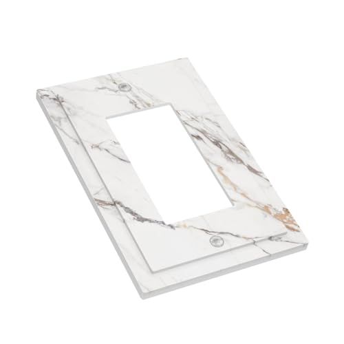 Decorative Outlet Covers Modern Grey Gold Marble Texure 1 Gang Rocker Light Switch Cover Plate Single Decora Light Switch Covers Wall Plate Faceplate for Kitchen Bathroom Home Decor